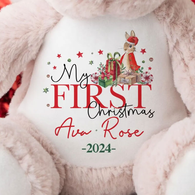 Personalised My First Christmas Hat Peter Bunny Reindeer Teddy