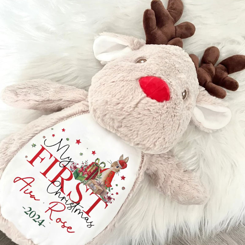 Personalised My First Christmas Hat Peter Bunny Reindeer Teddy