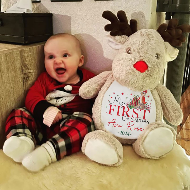 Personalised My First Christmas Hat Peter Bunny Reindeer Teddy
