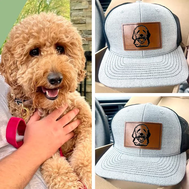 Custom Pet Leather Engraved Hat Patch Caps