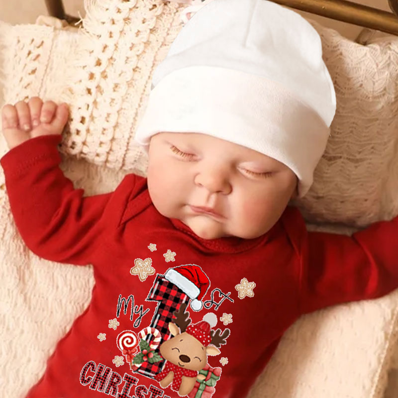 Personalised Cute Reindeer Baby 1st Christmas Romper