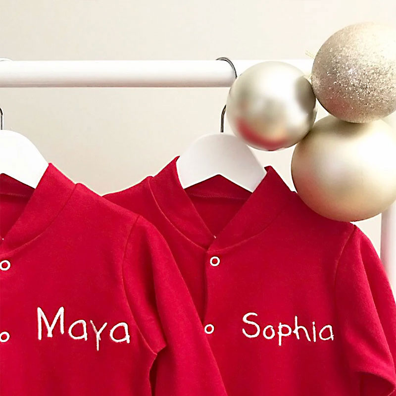 Personalised Twins 'It's Our First Christmas' Sleepsuit Set (2 pieces)