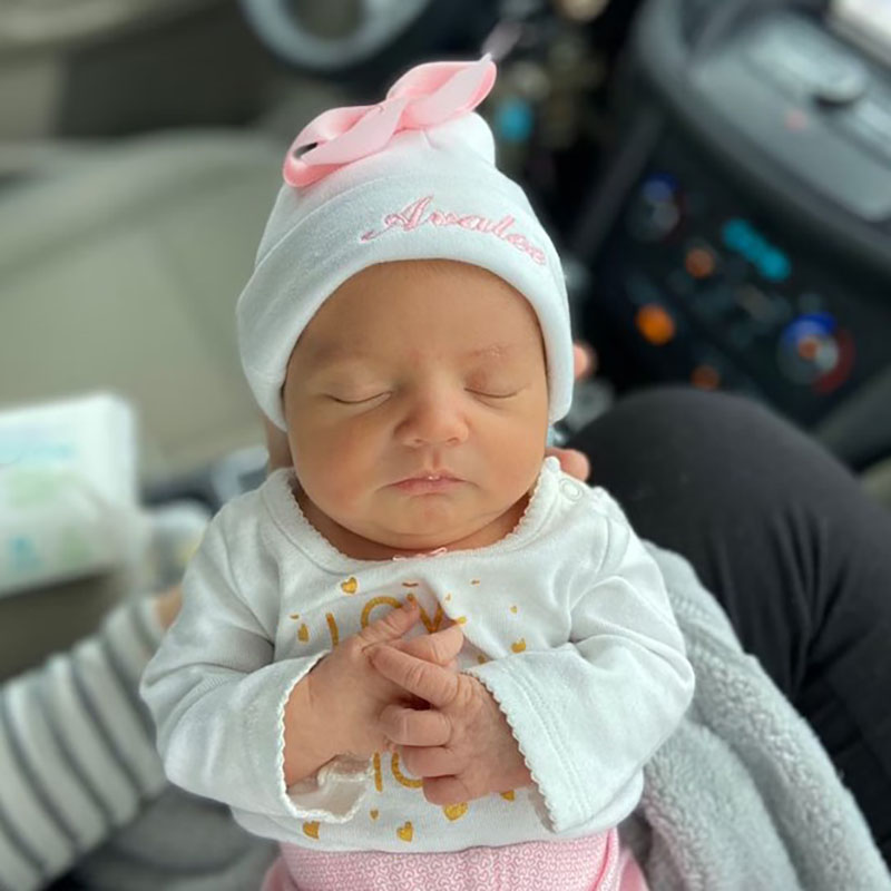 Newborn Girl Monogrammed Floral Footie Romper
