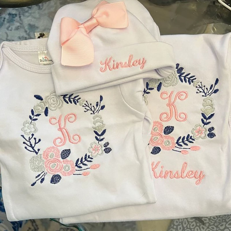  Personalized Floral Gown Newborn Girl Coming Home Outfit
