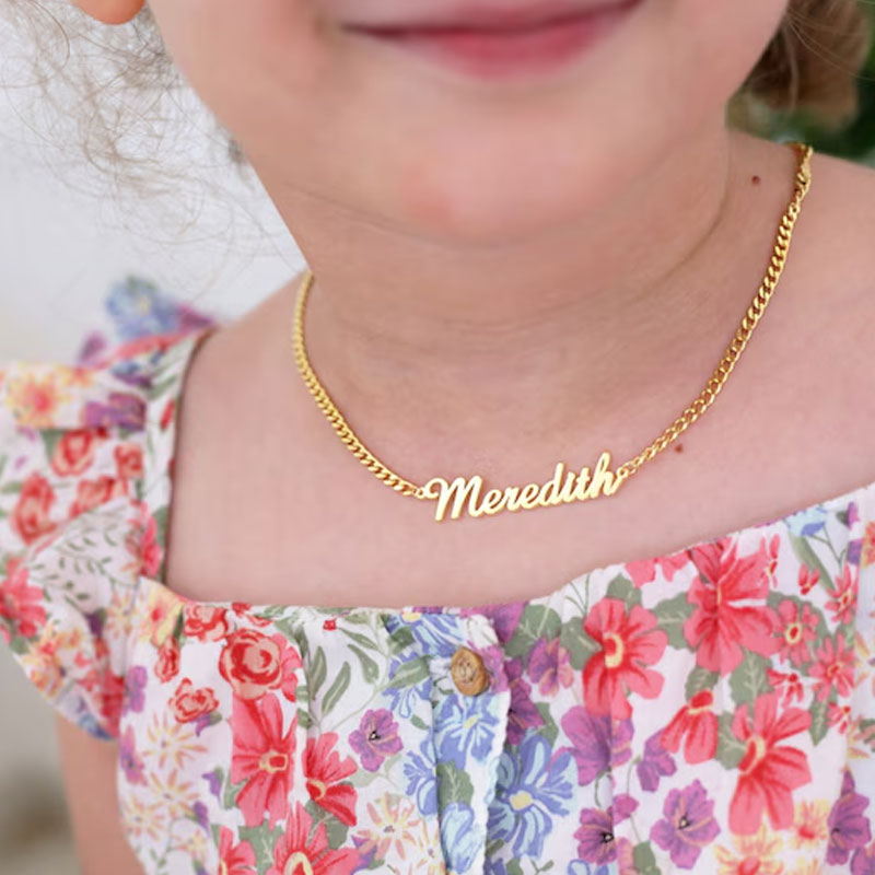 Child Name Necklace With Curb Chain