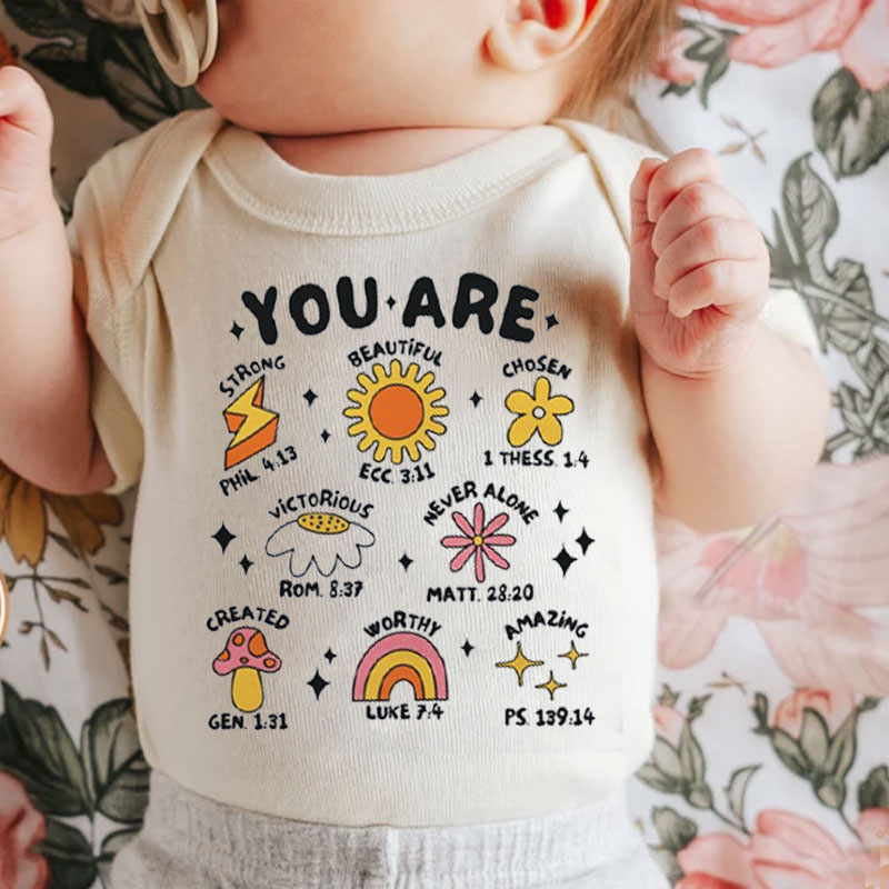 Christian Baby Bodysuit - You Are Strong Beautiful