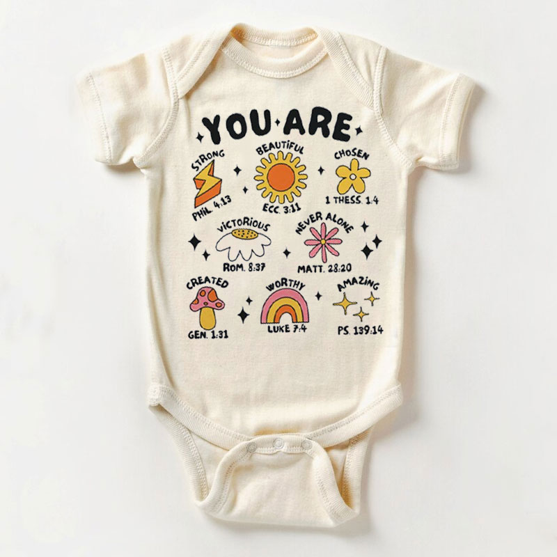Christian Baby Bodysuit - You Are Strong Beautiful
