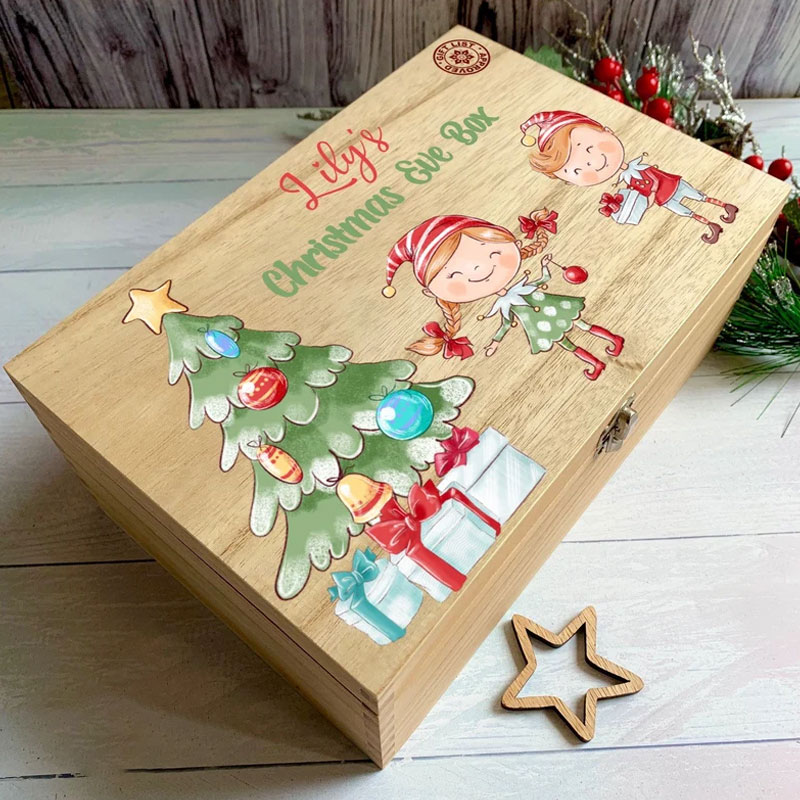 Christmas Eve box Wooden Personalised Christmas Crate