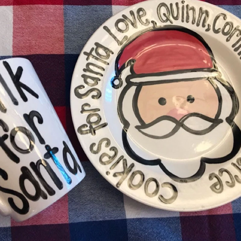 Cookies and milk for Santa personalized plate mug
