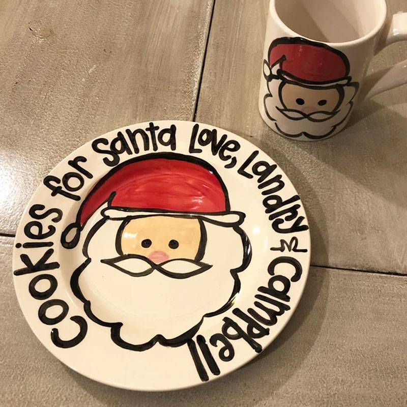 Cookies and milk for Santa personalized plate mug