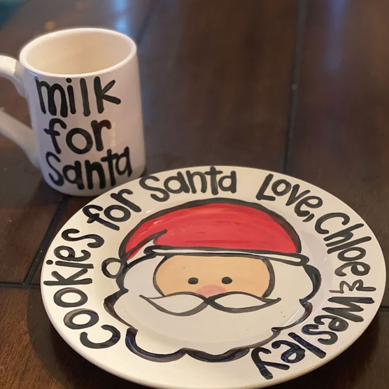 Cookies and milk for Santa personalized plate mug