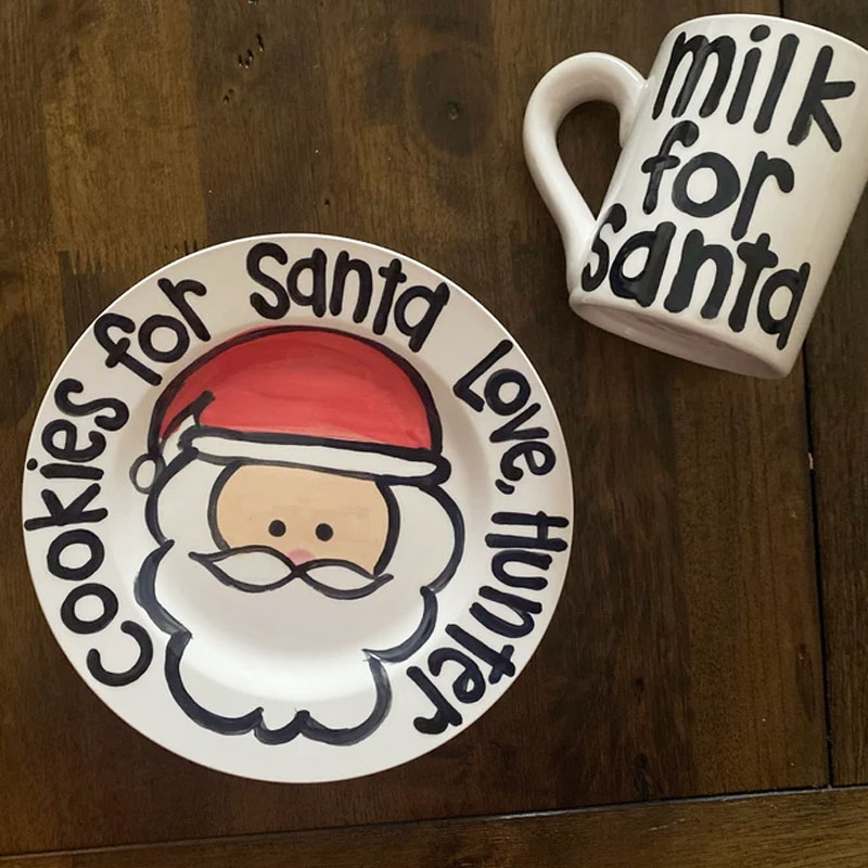 Cookies and milk for Santa personalized plate mug