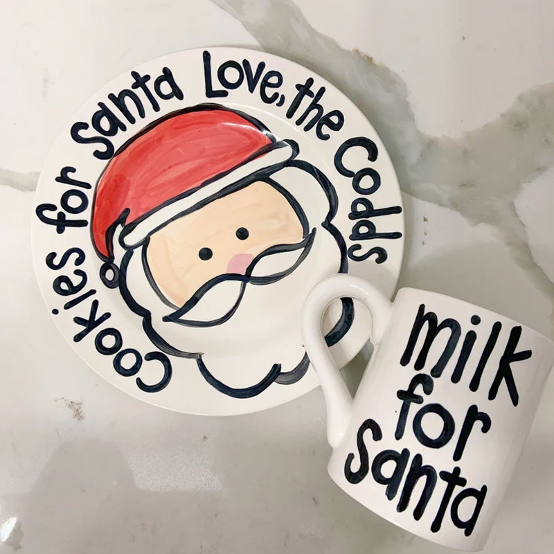 Cookies and milk for Santa personalized plate mug