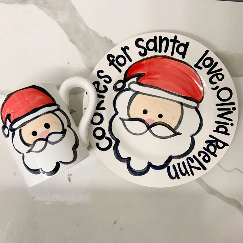 Cookies and milk for Santa personalized plate mug