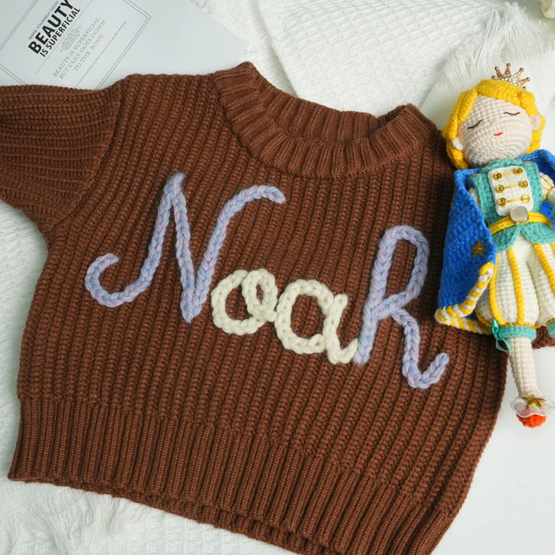 Custom Baby Name Hand Embroidered Sweater