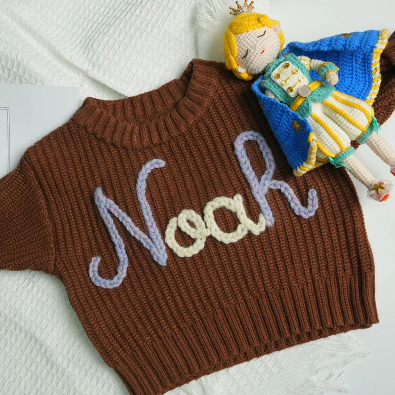 Custom Baby Name Hand Embroidered Sweater