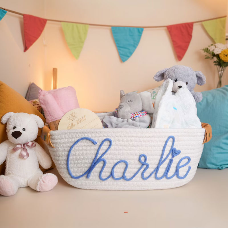 Custom Baby basket Colorful Rope Cotton Basket