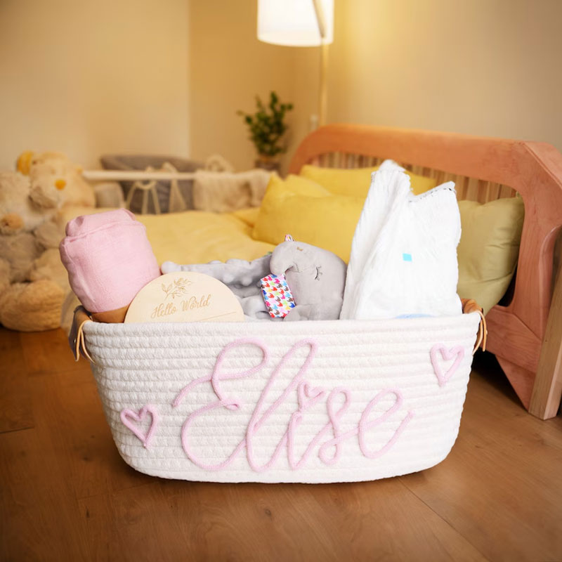 Custom Baby basket Colorful Rope Cotton Basket
