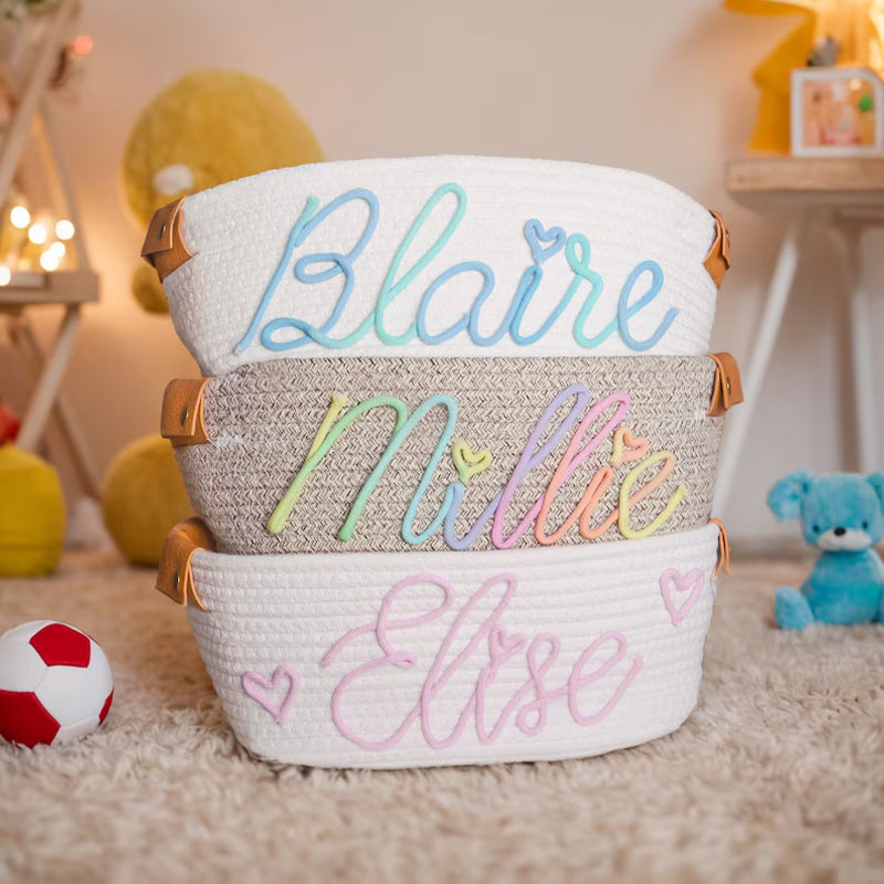 Custom Baby basket Colorful Rope Cotton Basket