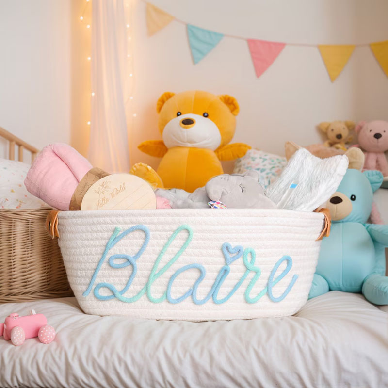 Custom Baby basket Colorful Rope Cotton Basket
