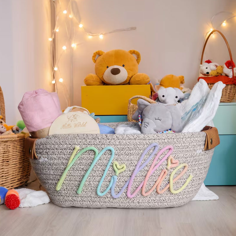 Custom Baby basket Colorful Rope Cotton Basket