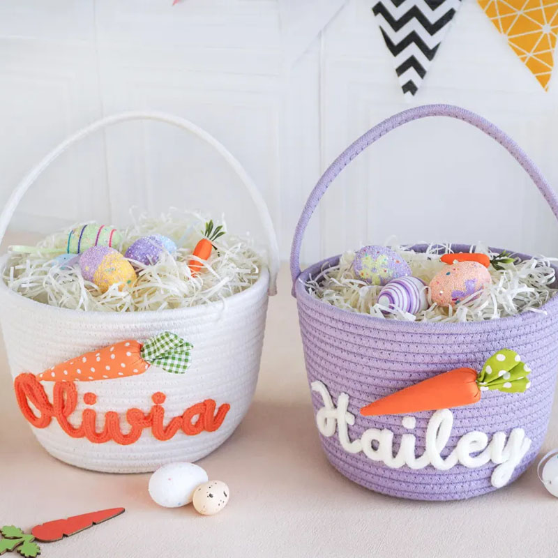 Custom Bunny Carrot Rope Basket