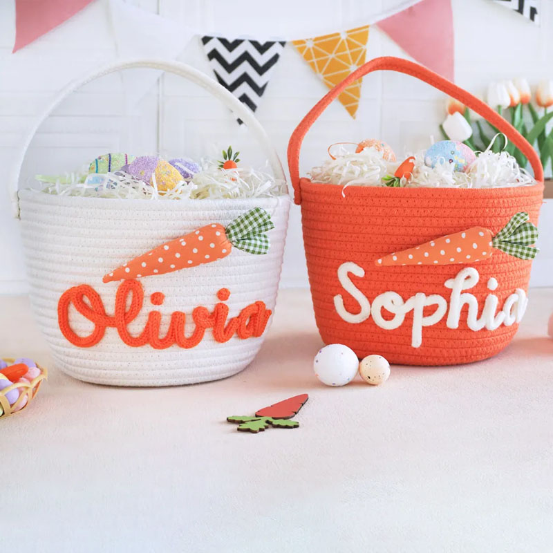 Custom Bunny Carrot Rope Basket