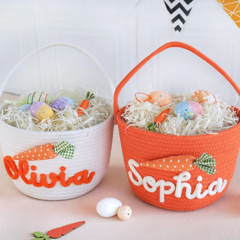 Custom Bunny Carrot Rope Basket