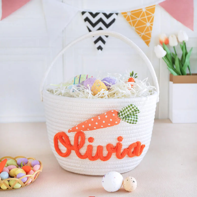 Custom Bunny Carrot Rope Basket