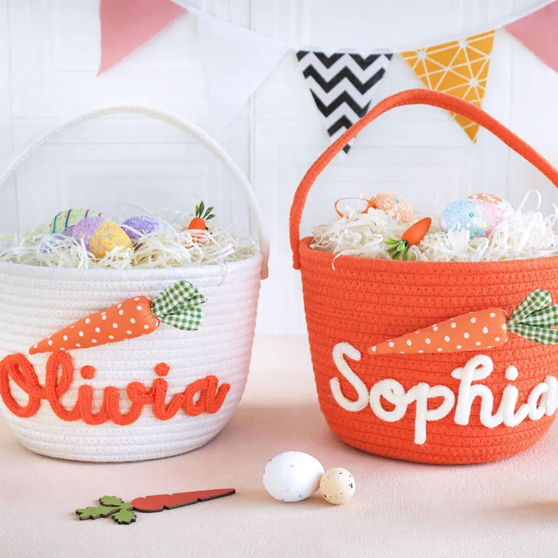 Custom Bunny Carrot Rope Basket