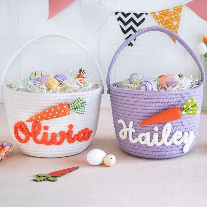 Custom Bunny Carrot Rope Basket