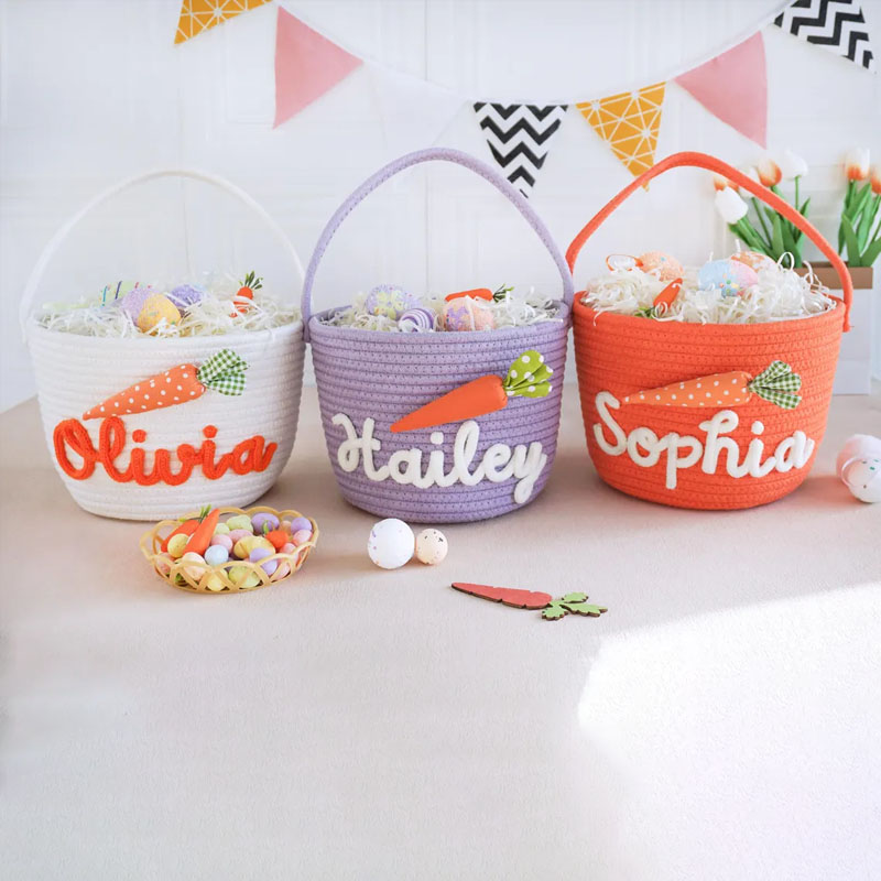 Custom Bunny Carrot Rope Basket