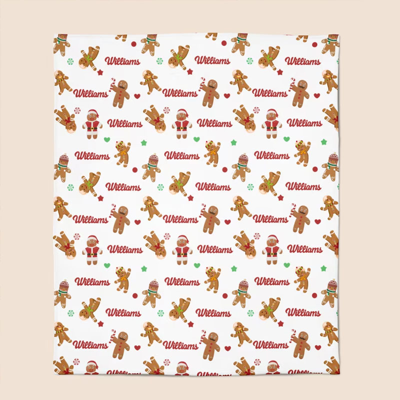 Custom Christmas Name Gingerbread Man Blanket