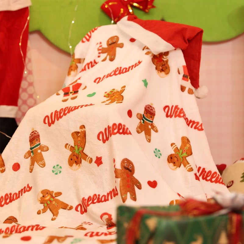 Custom Christmas Name Gingerbread Man Blanket