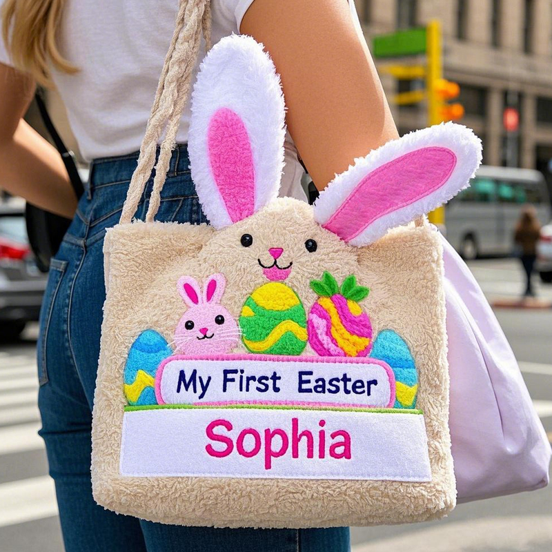 Custom Easter Plush Tote Bag with Bunny Ears