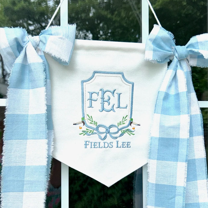Custom Mallard Duck Baby Buffalo Plaid Banner