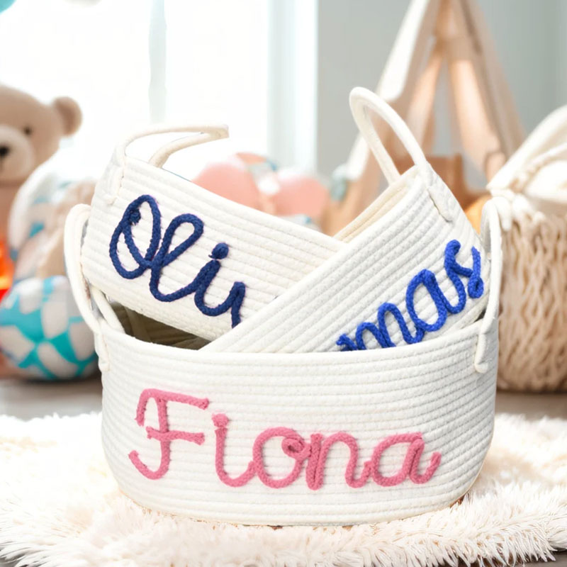 Custom Monogram Basket Gender neutral baby gift basket