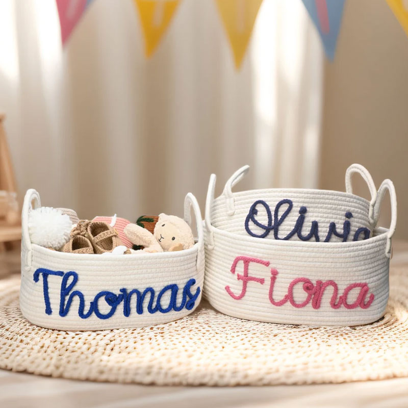 Custom Monogram Basket Gender neutral baby gift basket