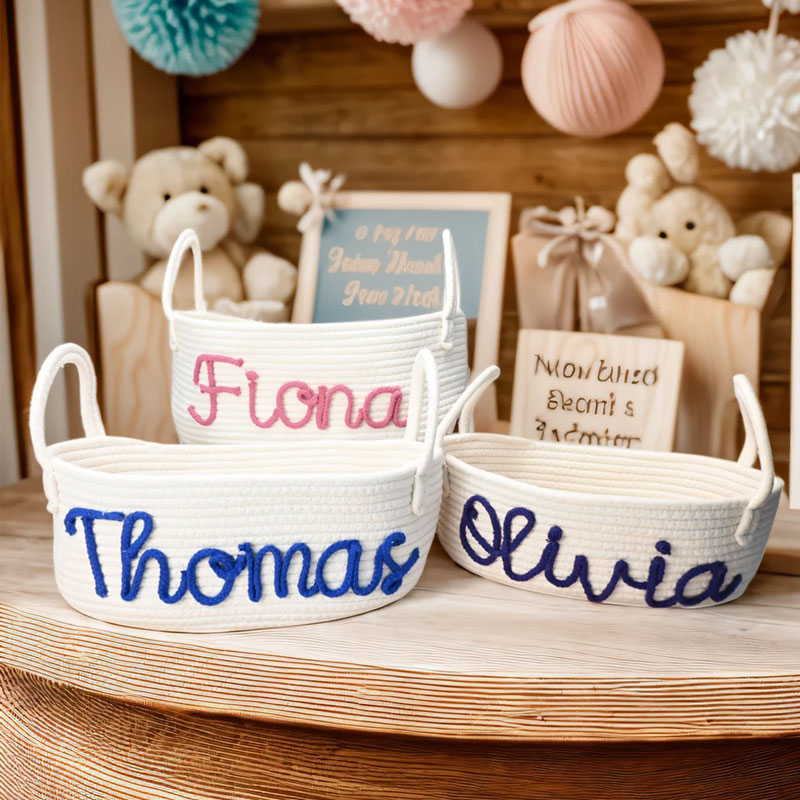 Custom Monogram Basket Gender neutral baby gift basket
