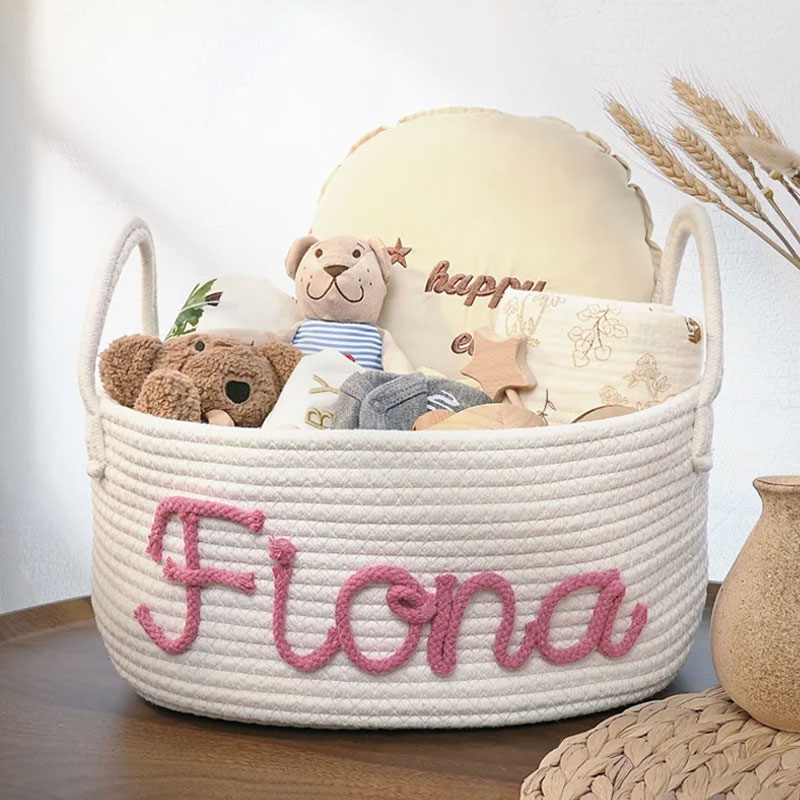 Custom Monogram Basket Gender neutral baby gift basket