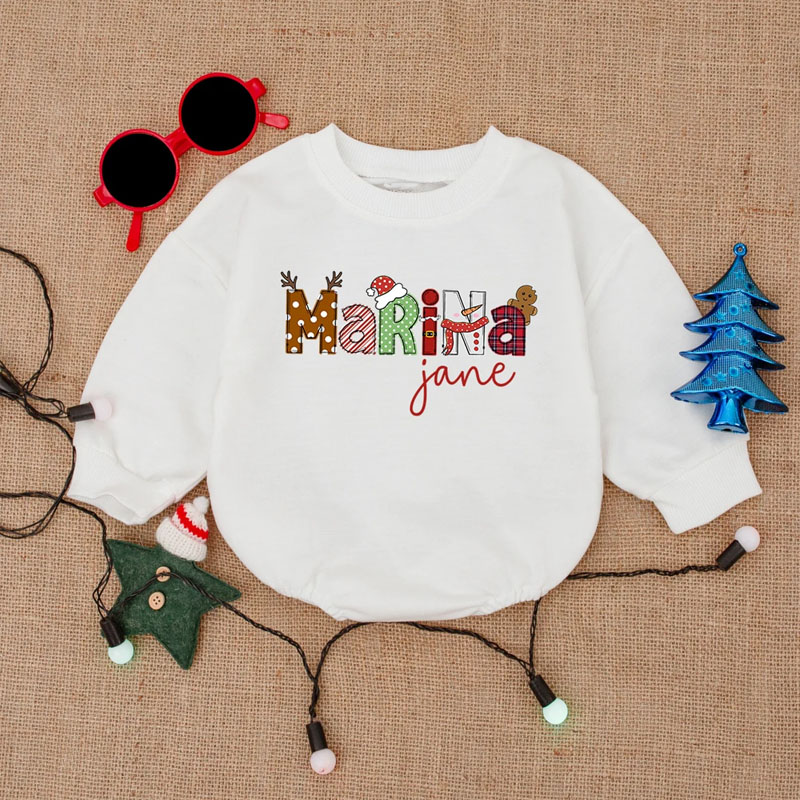 Custom Name Christmas Bubble Romper
