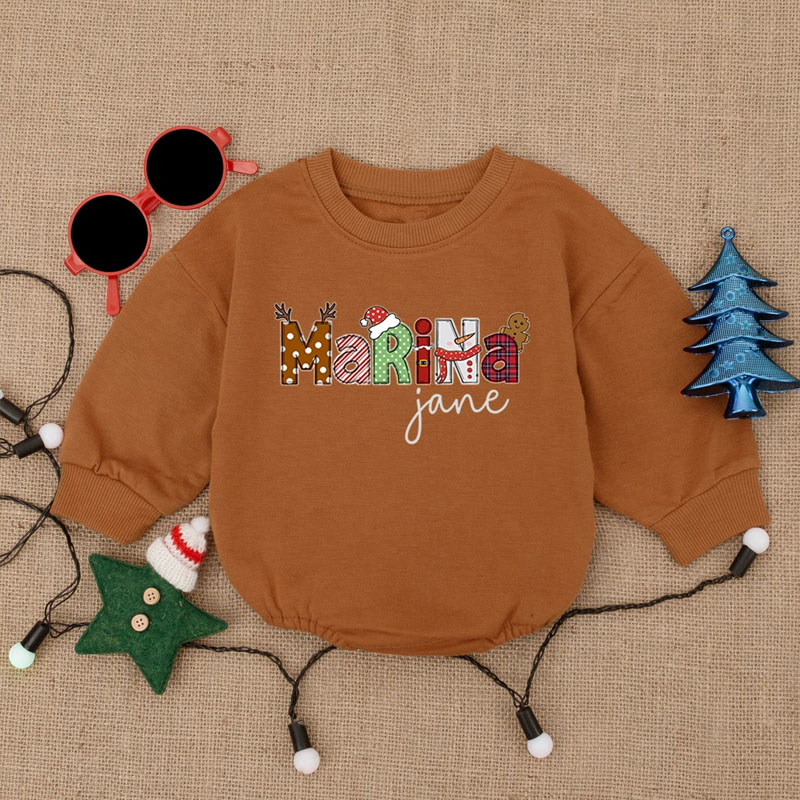 Custom Name Christmas Bubble Romper