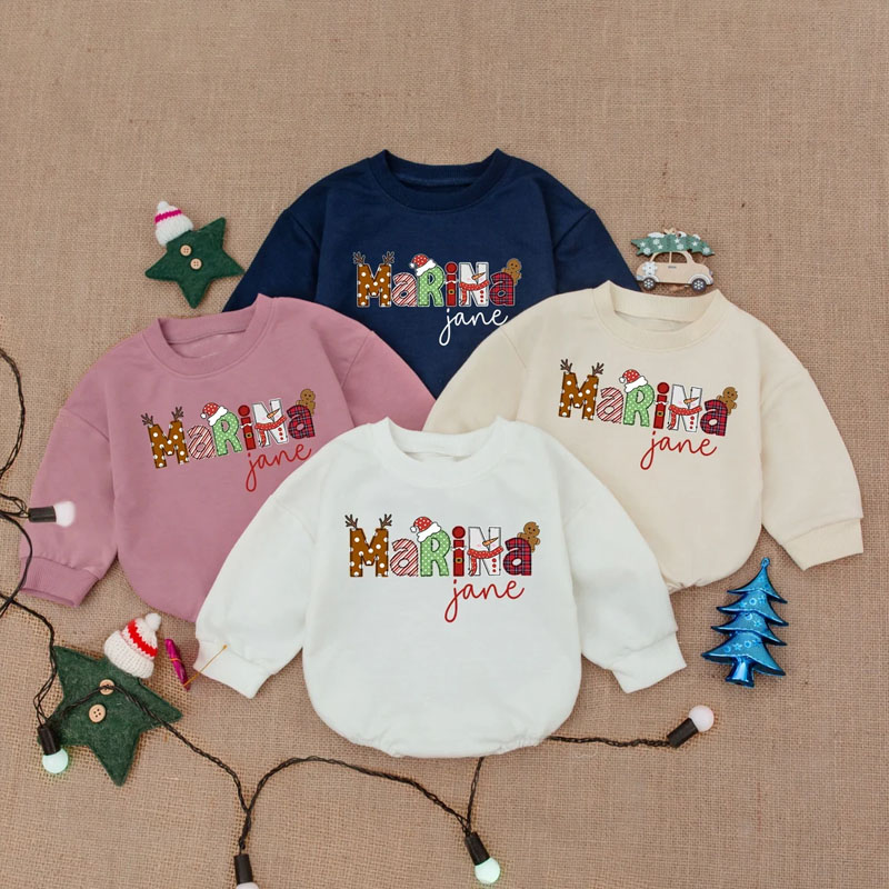 Custom Name Christmas Bubble Romper
