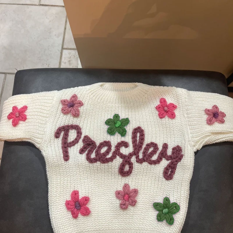 Custom Name Sweater Hearts Flowers Stars