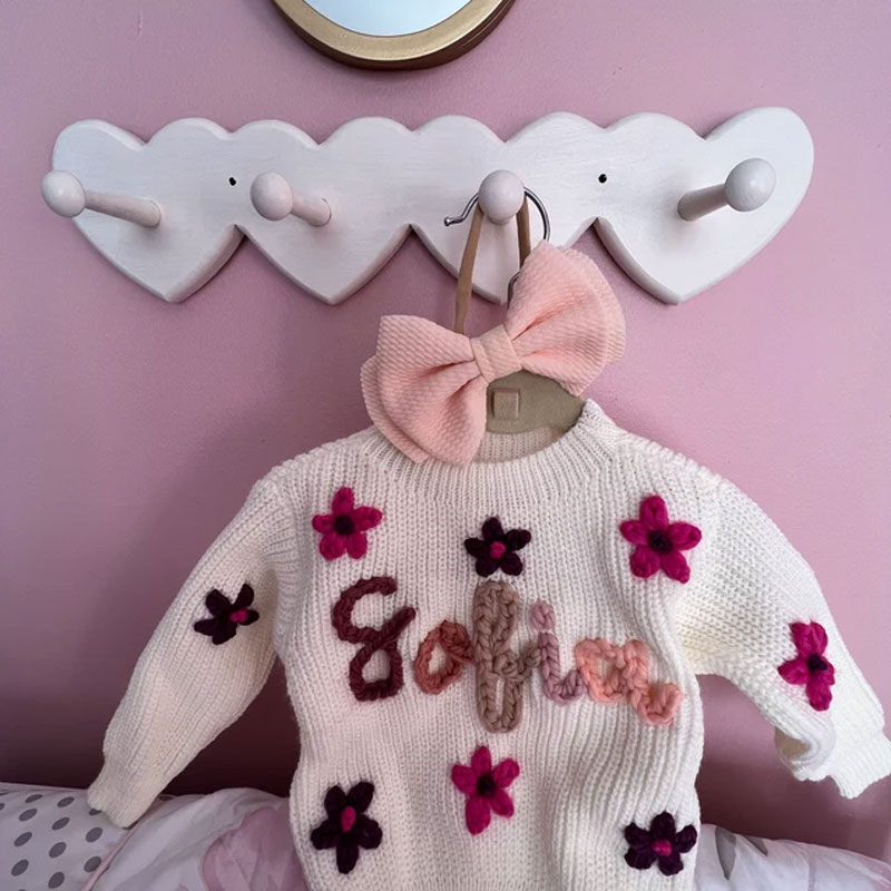 Custom Name Sweater Hearts Flowers Stars