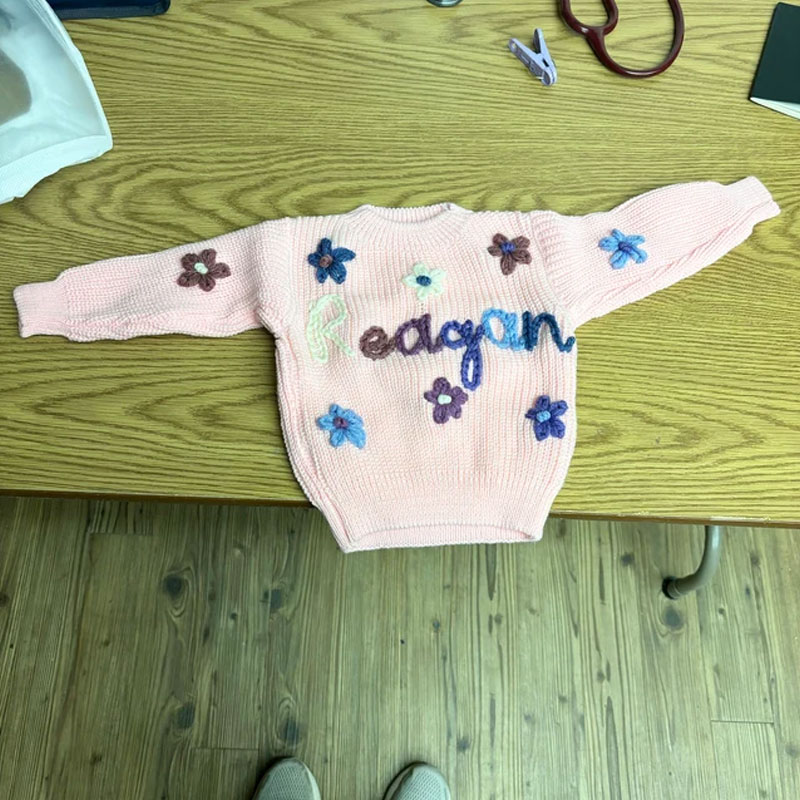 Custom Name Sweater Hearts Flowers Stars