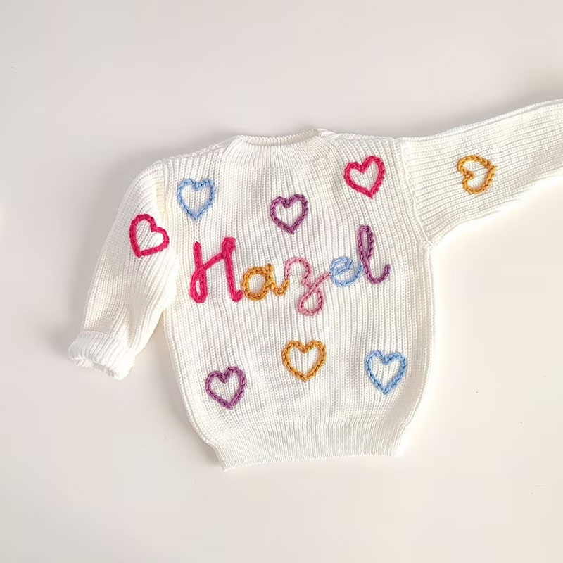 Custom Name Sweater Hearts Flowers Stars