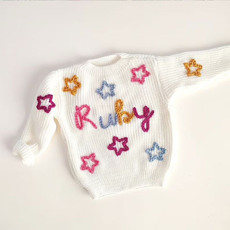 Custom Name Sweater Hearts Flowers Stars