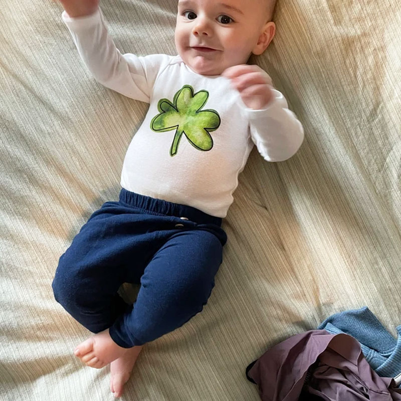 Custom Name Watercolor Shamrock Bodysuit