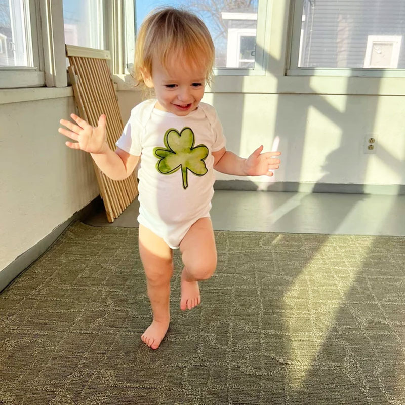 Custom Name Watercolor Shamrock Bodysuit